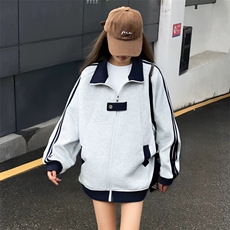 抖音得物品质秋冬美式高街重磅结构拼接织带翻领卫衣夹克外套W113，男装夹克，电商A486-1