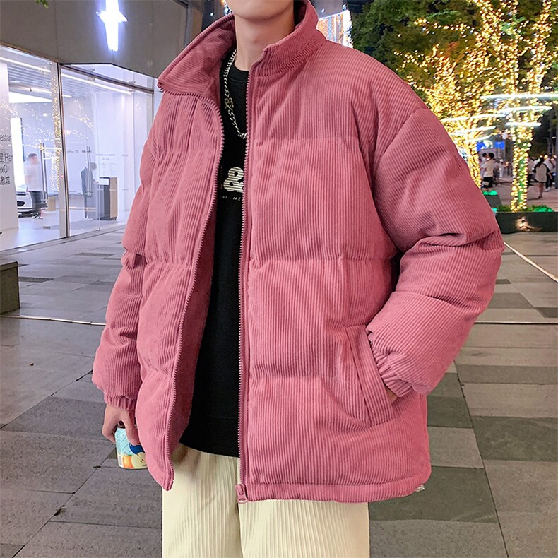 冬季加绒加厚立领大码棉衣青少年男女纯色简约棉服外套 6223-P100图片
