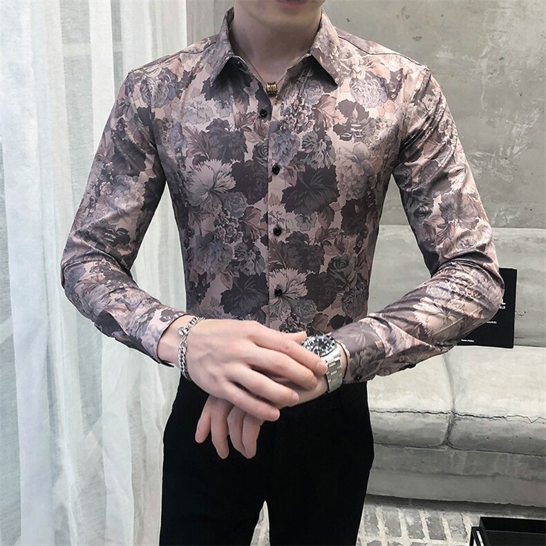 312A-5-288-P55长袖高级感秋季休闲英伦发型师韩版纯色男士衬衣,男装衬衫,星座312A-5