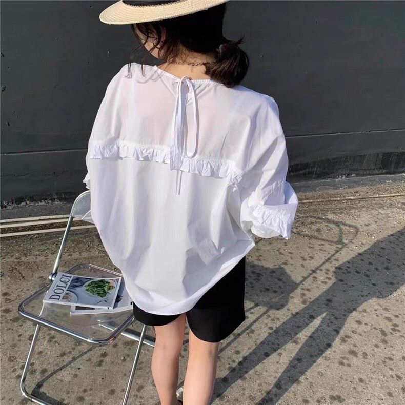 法式木耳边减龄衬衫，女装衬衫，依多坊