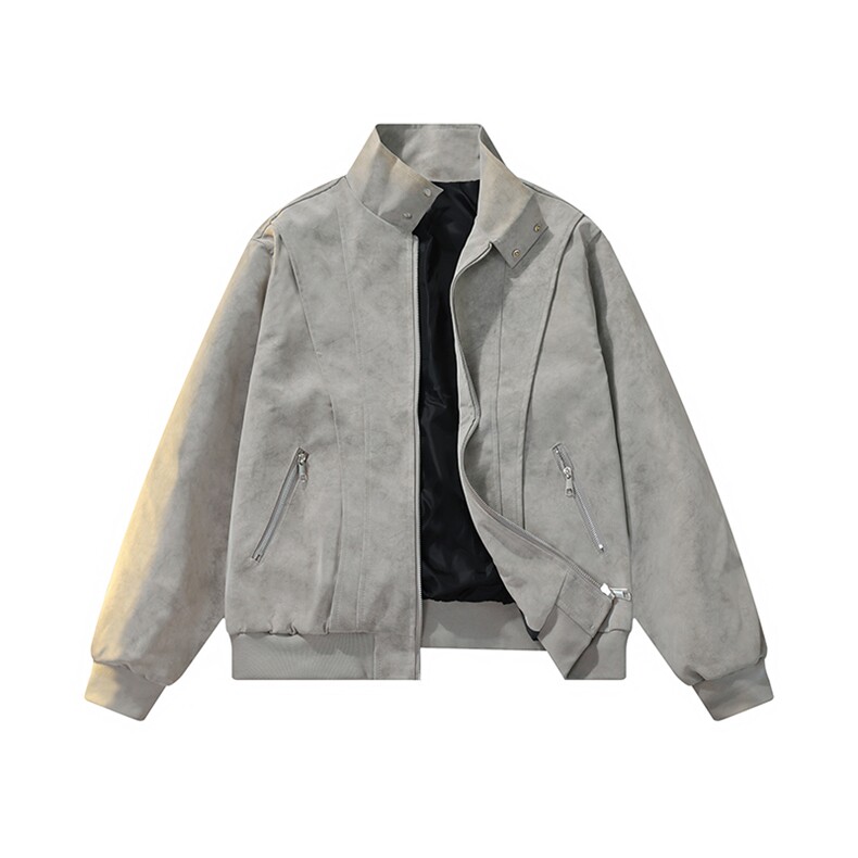 数据新款美式复古棒球领休闲美拉德水洗皮衣夹克JK2581P78，男装皮衣，电商A128