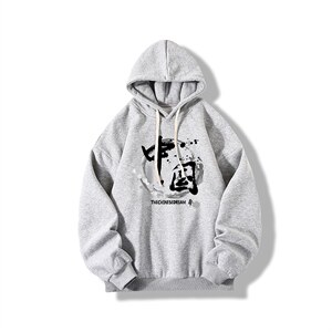 WY2134-P35 加绒款-P40 纯棉连帽卫衣男大码运动帽衫宽松薄图片
