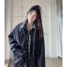 2025年春款时尚翻领假两件外套格子拼接夹克上衣XZ212-QJK630-P70，男装夹克，星座212