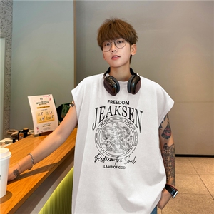 抖音得物高街美式字母潮流印花坎背心肩短袖BXJP272-特批19控38图片