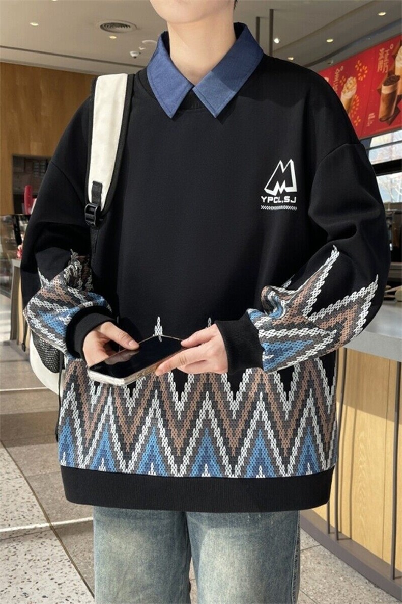 W25209-特P50港风学生青少年外套2026春秋时尚休闲卫衣男打底衫,男装卫衣,电商D310B
