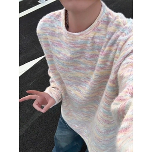 WY10156-特批40 控78 新款圆领简约套头宽松大码卫衣糯米衣服男图片