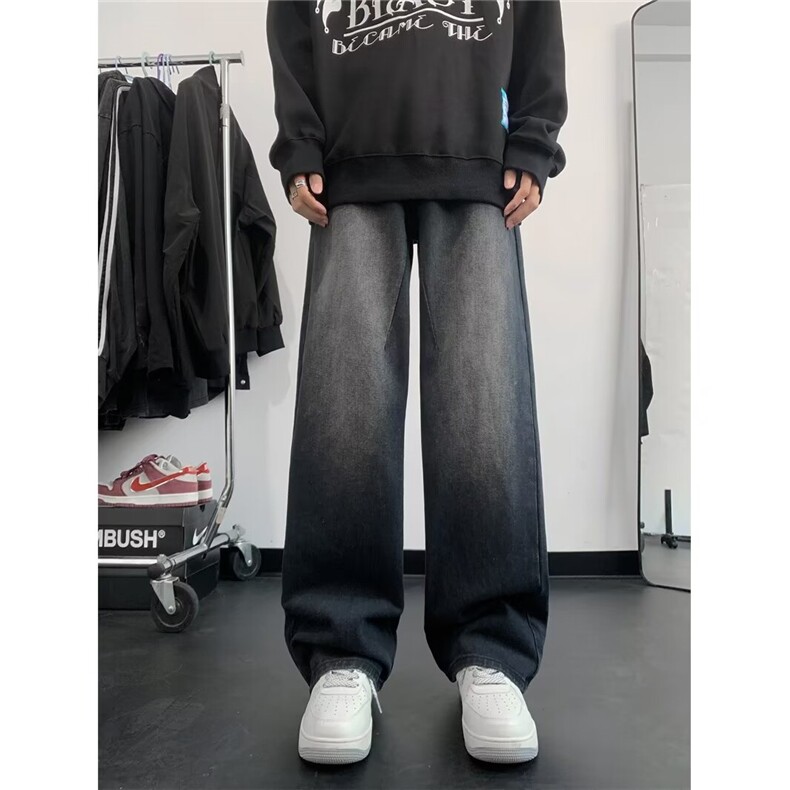 美式复古水洗牛仔裤男休闲高街ins设计感直筒宽松阔腿裤16994-p48,男装牛仔裤,星座1008
