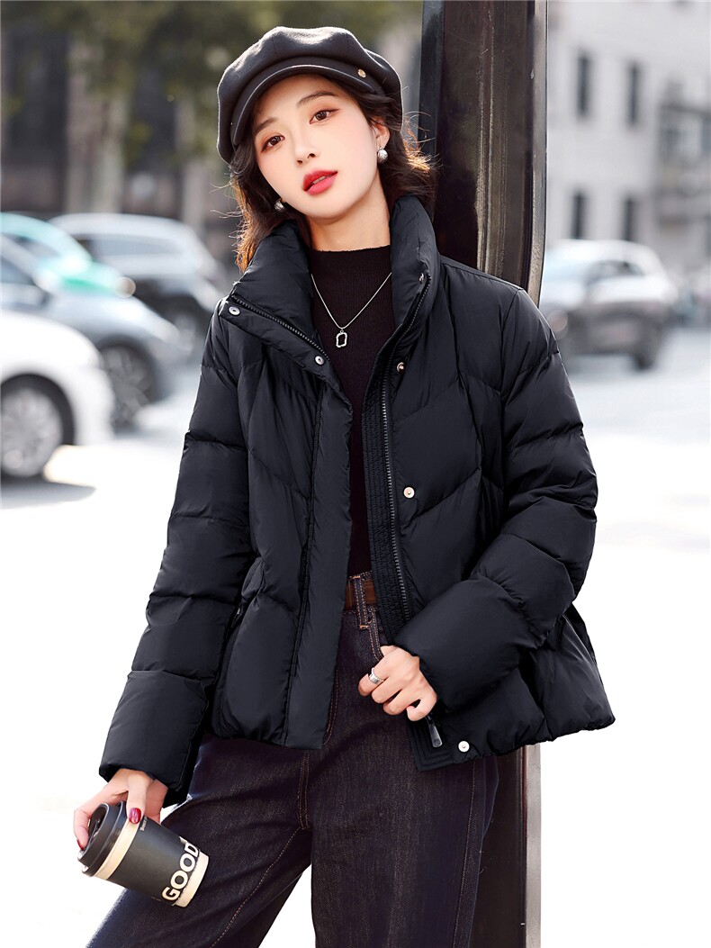 90白鸭绒短款羽绒服女2025年冬季新款立领羽绒服,女装羽绒服,鑫源服饰