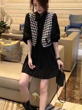 秋季连衣裙马夹两件套，女装连衣裙，暗香