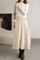 羊毛打底半身裙2024秋冬新款高腰宽松百搭长款A字裙女伞裙，女装半身裙，唯若美羊绒