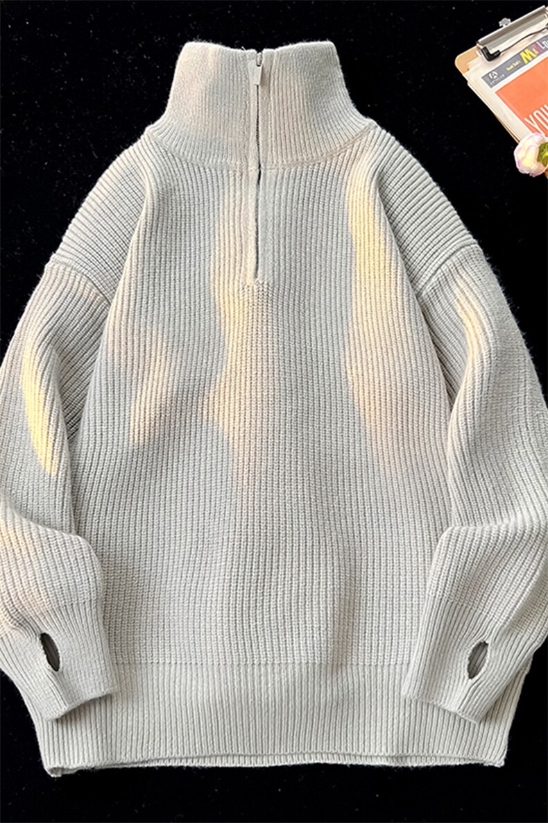 8XL-M立领半拉链毛衣男大码慵懒风宽松日系针织衫外套MY19002P78,男装针织衫/毛衣,电商B312