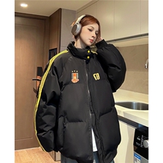冬装新港风织带棉服刺绣logo棉衣休闲加厚外套男女G1105P118，男装棉衣，电商A339