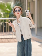 2026春装新款简约时髦风尚短款皮衣外套，女装皮衣，秀美人生