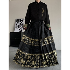 汉服秋装24新中式长衫原创风新中式男女立领盘扣外套织金马面裙，男装民族服装，星座909