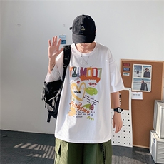 图案已注册港风休闲情侣潮大码风短袖T恤男DT775P25控，男装T恤，星座227-7