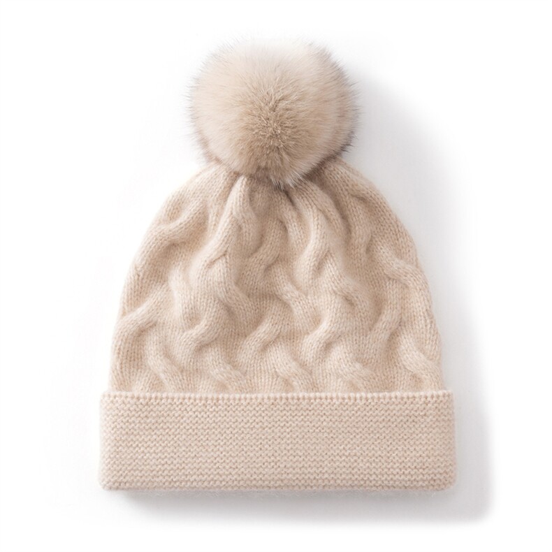 2025年春季新款绞花针织羊绒帽时尚休闲通勤百搭,饰品帽子,思琳羊绒