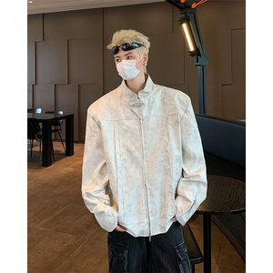 F401P85男生秋装新中式潮牛仔外套男复古宽松水洗做