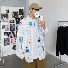 潮流文艺时尚ins长袖夏季潮方领新款男衬衫C169P28，男装衬衫，星座1116-2