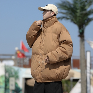 日系复古宽松立领加厚服冬季保暖纯色工装衣外套男W6200-P82图片