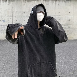 水洗做旧卫衣男秋季韩版潮牌美式复古上衣宽松连帽外套WY31P55图片