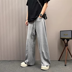 美式格纹拼接腰头设计阔腿裤春秋宽松显瘦垂感男女休闲裤