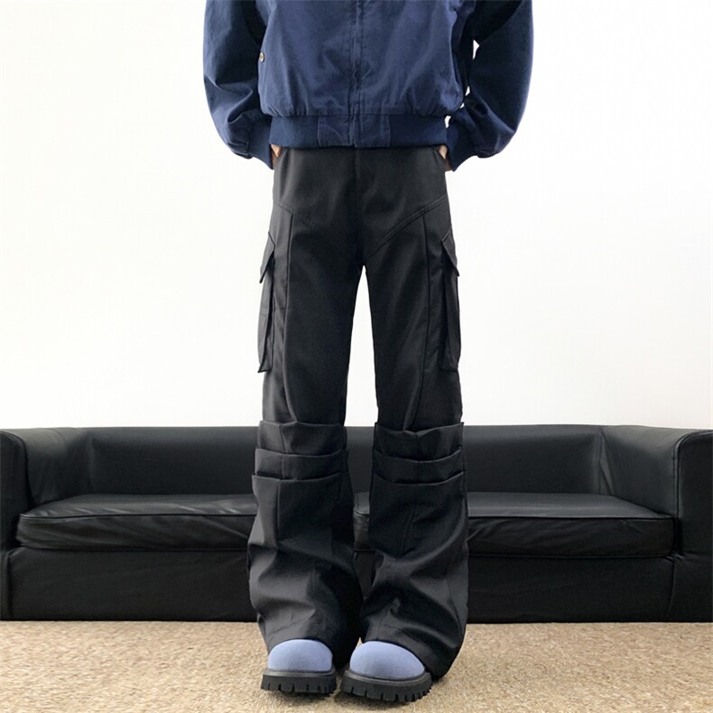 工装休闲裤男士韩版潮流高街褶皱大口袋2025冬季ins长裤K5938-P64,男装休闲裤,星座412-2