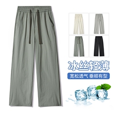 【现货】休闲锦氨面料冰爽透气夏季薄款直筒宽松冰丝阔腿1666-P37，男装休闲裤，星座1006