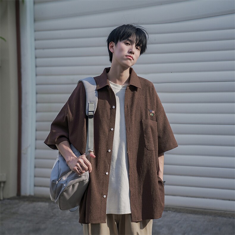 男女装盐系宽松ins学生短袖T恤B225-C6064-P60-X75-刺绣衬衫-全棉,男装T恤,电商B225