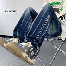 秋季美式ins高街hiphop微喇扎染牛仔裤货号K2313P55控78，男装牛仔裤，电商A063