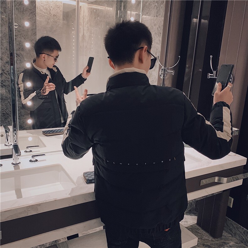 冬季立领加厚社会小伙棉服刺绣修身棉衣潮男外套C301B-MF05图片