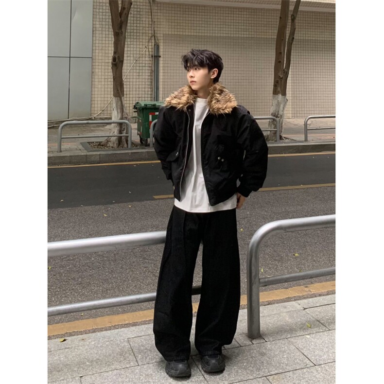【有货】S476CC-特P98毛领工装棉服男加厚短款飞行夹克外套,男装夹克,星座1007（原301D）