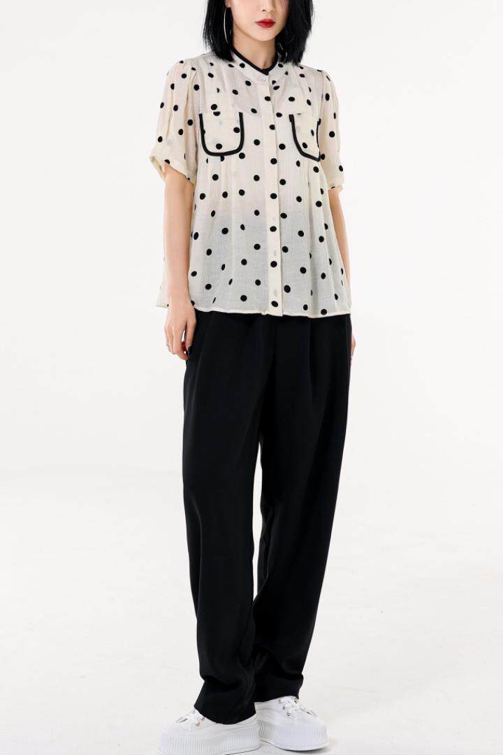 现货波点植绒衬衫，女装衬衫，尤鱼 YOOYUU