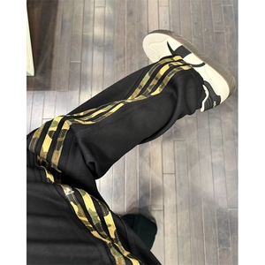 【有货】三条杠裤子男款设计感垂感条纹hiphop卫裤WK697HH-特P55图片