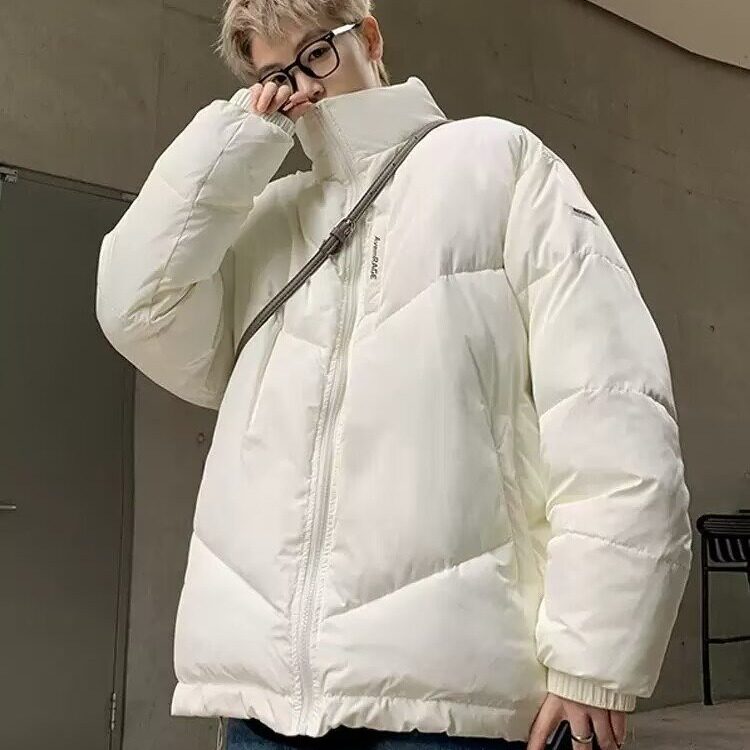 简约立领拉链纯色棉服男女冬季款美式复古防风休闲保暖外套图片