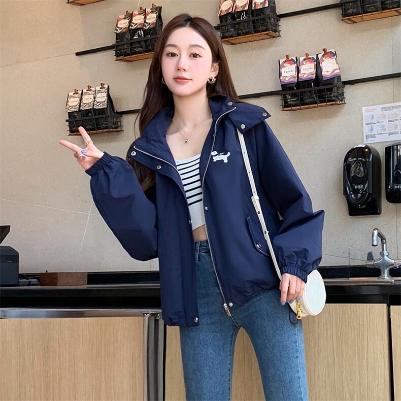 2023秋季短外套女时尚潮流单件长袖通勤宽松拉链夹克,女装短外套,梦懿尔
