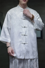 风夏季2025新款七分袖衬衫宽松休闲大码CS100-P55，男装衬衫，电商A008
