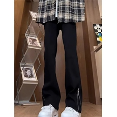 加绒加厚冬款男女牛仔裤微喇叭侧边拉链保暖休闲长裤NK8001P45，男装牛仔裤，星座1013-1