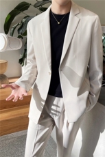 白色痞帅休闲男潮流宽松轻熟风西服套装男士网红外套秋冬季薄款，男装西服套装，星座505-2（原电商A260-1)