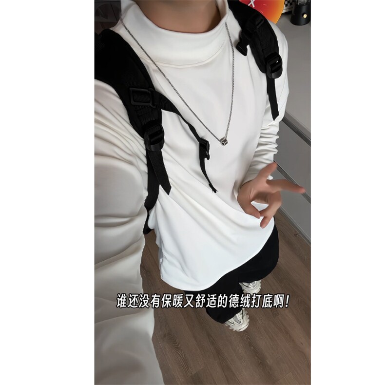 现货50W+数据重磅版型德绒卫衣打底衫高领卫衣DR01P13,男装T恤,电商A128