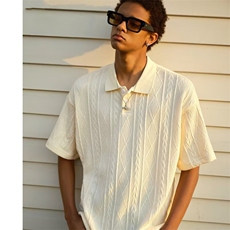 网络图现货潮牌肌理感POLO衫翻领体恤高街短袖透气上衣JS215-P35，男装T恤，星座715-7