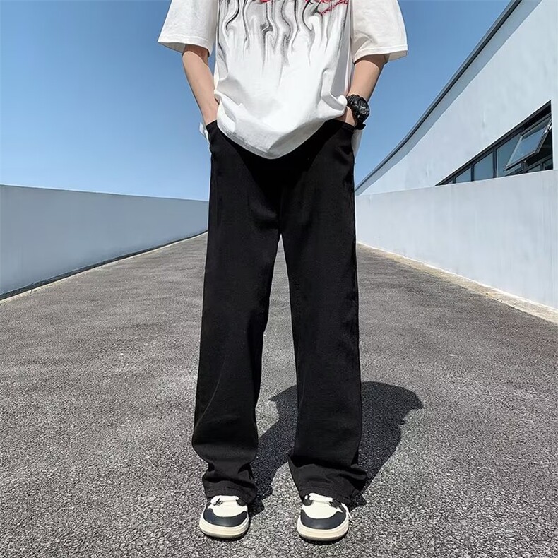 美式vibe裤子高街水洗牛仔裤男设计感小众拉链裤N1037P38,男装牛仔裤,星座1116-2