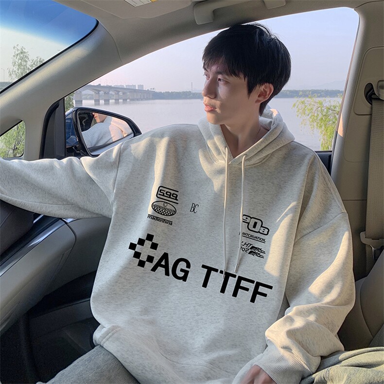 抖音得物供货可提供视频秋冬重磅美式宽松连帽卫衣DL2076,男装卫衣,电商A486