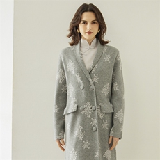 时尚百搭女士羊绒大衣秋冬新款舒适保暖绣花外套高端品质，女装羊绒大衣，戎美山