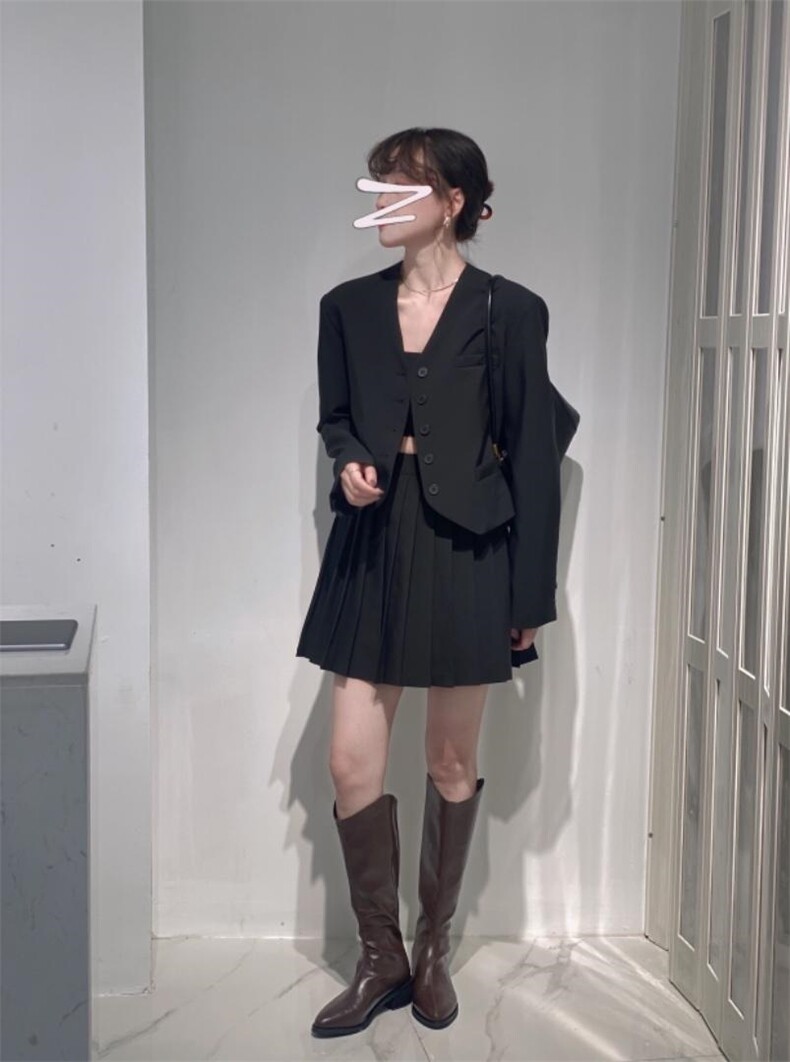 韩系百褶裙两件套，其它，驿谷