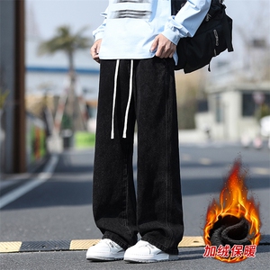 冬季加绒加厚牛仔裤男棉裤秋裤保暖抗寒宽松直筒裤子110-1-P45