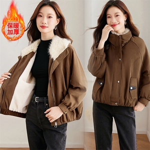 现货！加绒加厚冬季新款棉衣女派克服图片