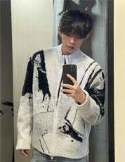 【有货】B06CC-特P68撞色毛衣男秋冬高级痞帅针织开衫外套，男装针织衫/毛衣，星座1007（原301D）