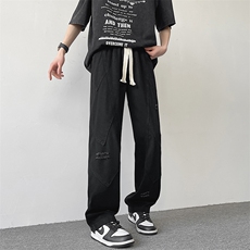 A316-1-K1228P68控882025夏季新款破洞拼接直筒裤潮流牛仔裤，男装牛仔裤，星座906（原电商a316-1）