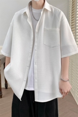 潮牌百搭华夫格短袖衬衫X5066-TP40控58夏季青少年休闲短袖衬衣，男装衬衫，电商A102-1