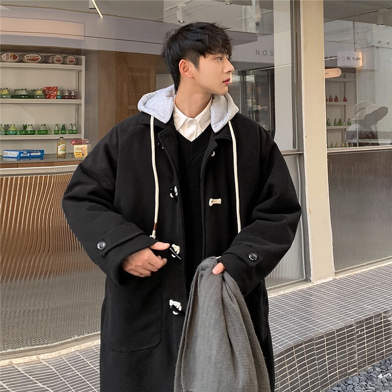 1港风牛角扣加棉呢大衣可拆卸帽大码M-5XL外套男FY8716P138控188，女装短外套，星座226-2